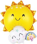 AMFIN (Pack of 1) Sun Smiley Face Foil Balloons / Sunshine Birthday Party Balloons / Rainbow Foil Balloon for Party Decoration / Cloud Foil Balloon for Birthday - Yellow