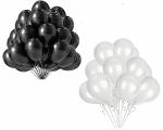DIVERTISSEMENT PARADISE (Pack of 50) Black And White Latex Balloons For Decoration/Birthday Balloons Decoration Set (Metallic Shine)