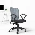 CELLBELL Calisto C83 Mesh Mid-Back Ergonomic Office Chair/Revolving Chair/Computer Chair for Work from Home Metal Base Chair [Grey]