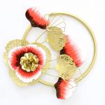 artact Blush Rose Wall art Hand Painted Red and gold High gloss Finish on Metal