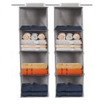 Kuber Industries 4 Shelf Closet/ Wardrobe Hanging Organizer|Shoes Storage Cupboard|Non Wovan Foldable With Universal Fit|Size 31 x 25 x 80, Pack of 2 (Grey, Fabric)