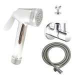 Thoisewelt Silver Brass Faucet Jet Spray Gun Angler Cock Shower Tube Set