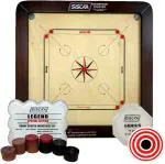 Siscaa Champion Fighter Premium Babul Wood Brown Carrom Board, 3 inch (pack of 4)