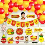 Zyozique Annaprasanam Decoration Items / Mukhe Bhaat Decorations Combo / Baby Rice Ceremony Decorations ( Pack Of 42 ) Red, Yellow Rice Ceremony Decor