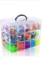 Krifton 30 Grid Transparent Plastic Jewellery Box Plastic Organizer Container Box Makeup Box Cosmetic Box Multipurpose Organizer Storage Box With Adjustable and Removable Dividers (3 Layer Box)