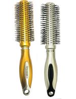 Buy Tya Yellow, Silver Salon Professional Round Hair Brushes With Soft Bristles (Set Of 3)
