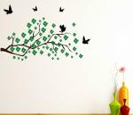 LANSTICK Multicolor Birds Near Ariel Root of Tree Sticker Self Adhesive Wall Sticker