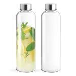 Treo Glass Transparent Clarion Borosilicate Glass Water Bottle (Set Of 2)