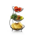 BARKATI INDUSTRIES High Grade Steel 3-Tier Fruit & Vegetable Basket for Dining Table/Kitchen-Big Size(Black) ,Solid