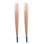 KLAP Hard Broom Indonesian Coconut Broom Stick | 38 Inch Long Broomstick | Washable Seekh Jhaadu | Firm & Comfortable Grip | Indoor & Outdoor Cleaning | 450 Gm, Blue Colour | Pack of 2