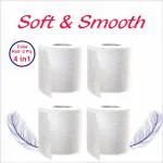 Clemmy 2Ply Disposable Toilet Paper Roll Toilet Tissue Paper/Toilet Roll/Tissue Roll Toilet Tissue Paper Roll, Bathroom Tissue, 100% Natural - Pack of 4 (160Pulls Per Roll, 640 Sheets)