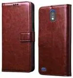 AmericHome Jio Phone Next, JioPhone Next, Jio Next Brown Artificial Leather Mobile Flip Cover
