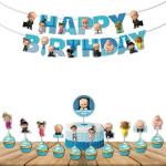 Festiko Boss Baby Birthday Decorations, Baby Boss Party Supplies Set Pack Of 14 Pcs, Baby Party Supplies, Children Carnival Party Supplies Decoration Banner, Cake Topper, Cup Cake Topper
