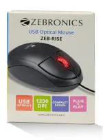 Zebronics Zeb-Rise Wired USB Optical Mouse with 3 Buttons (Black)