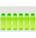 Harsh Pet Reusable Plastic Green Water Bottle - 500 ml (set of 6)
