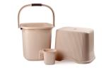Nayasa Square Ribbed Funk 3 Pcs Bathroom Set (Bucket 25L+Mug 1.5L+Stool) (Ivory)
