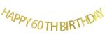 Festiko Happy 60th Birthday Banner Gold Glitter Cheers To 60 Years, 60th Birthday Bunting Party Decorations Supplies