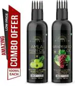Desi Crew Amla and Grapeseed Oil Cold Pressed for Skin, Body and Hair Care Hair Oil 100 ml Each