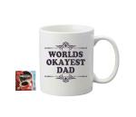 LOOPS N KNOTS Worlds Okayest Dad Ceramic Coffee Mug with Coffee Satchet 3.25 Inch x 3.75 Inch