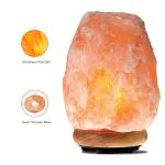 Coku Home Decoration Pink Himalayan Rock Salt Air Purifier Table Lamps With Wood Base
