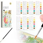 Hasthip Beige Plastic Watercolor Painting Books Pocket Book With 1 Paint Brush For Beginners