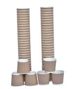 SEZ 4OZ (120ML Brown) Pack Of 100 Ripple Paper Disposable Coffee Cups for Event Wedding Party and Office use
