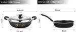 Rynox Non Stick Induction Cookware Kadai with Lid and Frying Pan Set for Home Kitchen/Combo for Nonstick Aluminium Cooking, Hard Anodised Ceramic Utensisls(Black)