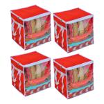SH NASIMA XL Saree Cover/sari organizer with handles and transparent front (Red) Pack of 4