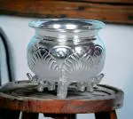 Sigaram German Silver 3.5X3 Inch Kum Kum Bharani Cup For Home Pooja Decor K3133 Silver Plated (1 Pieces, Silver) Home Pooja Décor