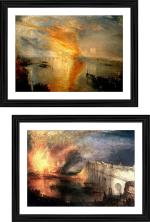 DECOR ADVENTURES The Burning of the Houses of Lords and Commons by JMW Turner Wall Painting 14 x 18 inch (Pack of 2)