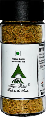 Myor Pahad's Exotic - Pahadi Tadka Masala Infused Salt Gourmet Seasoning ( with Himalayan Pink Rock Salt) 80 GMS | Non Iodised Rock Salt for Healthy Cooking | Natural Substitute of White Salt | Infused with 84 Trace Minerals | No Additives