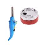 Blue Wonder Dolphine Shape Electric Gas Lighter With Plastic Ash Tray Base Stainless Steel Tabletop Decor Closed Printing Unbreakable Ashtray and Multicolour, Pack of 2