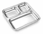 Expresso Heavy Duty Stainless Steel Square Small Dinner Plate with 3 Sections