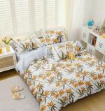 BREVARD Poly Cotton Double Duvet Cover/Rajai Cover/Blanket Cover with Zipper (90x100 Inches, Unique Flower)