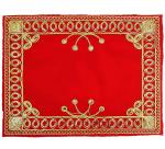 Bhakti Lehar Red Jari Design Embroidered Puja Aasan 10 X 14 Inch