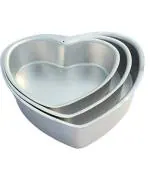 Wofier Aluminium Cake Baking Mould Set Heart Shape Cake Mould - Pack Of 3