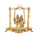 ARTVARKO Brass Radha Krishna Diya on Swing Idol Statue - 16 inch