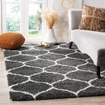 Hitex Carpet Microfibre Dark Grey, Ivory01-B Living Room Soft And Fluffy Shag Silk Touch Area Rug - 10 X 12 Feet