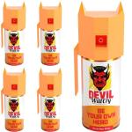 Devil Will Cry Pepper Spray For Women Safety Self Defence Of Men, Girls And Elderly With Glass Breaker Cap And Holster 35G, Set Of 5, Orange