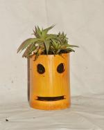 WATIKA CRAFT Smiley Table Top Planter Wall Hanging Bamboo pots for Plants, Natural Bamboo Planter