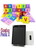 Maadi ABC, Numbers & LCD Re-Writing Notepad Board Slate for Drawing, Sketch, Art, Writing with Playing Learning & Study Puzzle Mat for Kids Fun Activity