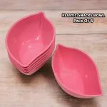 INPRO Plastic Small Snacks Bowl Set of 6-Leaf Shape Plastic Bowls in Pink Color-Stylish, Durable, and Ideal for Everyday Use