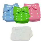 Teeny Weeny Multicolor Baby Premium Nappies with Insert Pads Washable Reusable (0 - 2 Y+ ) Set of 6