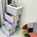 Kawachi 4 Drawer Chest Fabric Storage Organizer for Small Cloth Cupboard Closet White