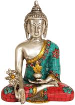 Idol Collections Multicolor Brass Sitting Buddha Idol