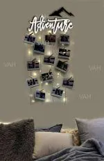 Vah White Adventure Hanging Photo Display Picture Frame With Wood Clips And Led Light