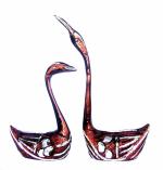 Rastogi Handicrafts Feng Shui Romantic Swan Pair Metal Set of Two Swan Brown, 18 x 8 cm, 12 x 8 cm