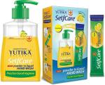 Yutika Selfcare Powder to Liquid Handwash Lemon Combo Pack with Empty Bottle + 10 Refill Pack of 9gm Each (1 Refill Makes 200ml Hand Wash) Hand Wash Bottle + Refill (10 x 20 ml)
