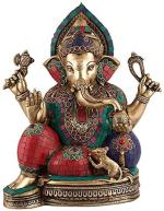 CraftVatika Multicolor Metal Ganesha Statue 38.3 x 28.4 cm