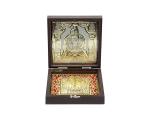 GoldGiftIdeas 24K Gold Plated Tulja Bhavani Photo Frame with Charan Paduka for Pooja (Square), Return Gifts, Tulajabhavani Idol Frame for Home, Occasional Gift